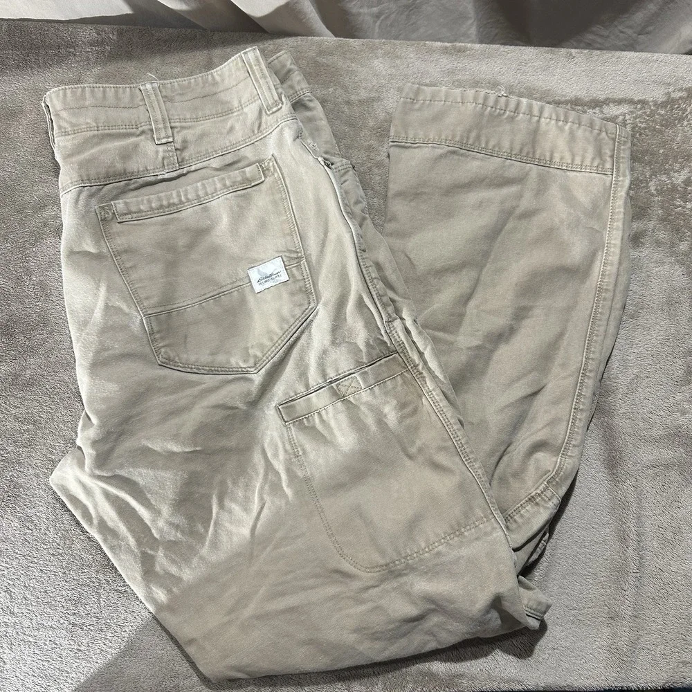 Eddie Bauer Men's Work Pants Khaki Tan Straight Leg Chinos Size 36x32